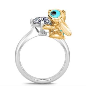 NWT Jeulia Hug Me "Little Monster" Round Cut Sterling Silver Ring Size 6.5